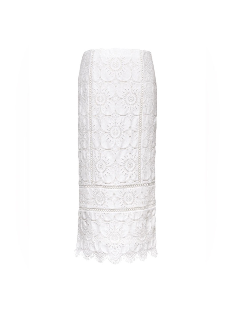 Banana Republic Ivory Lace Midi Pencil Skirt Nwt Size 6 Crochet Floral Lined